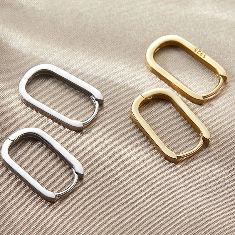 Top Trends: 925 Sterling Silver New Trendy O-Shape Square Hoop Earrings Temperament Simple Charm Elegant Jewelry Accessories Shoppable Styles