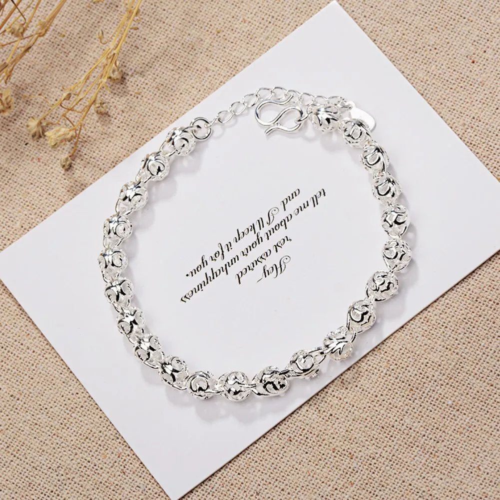 Top Trends: Fine Pretty Lovely Hollow Ball Chain 925 Sterling Silver Bracelet For Women Fashion Wedding Party Couple Gifts Jewelry Shoppable Styles