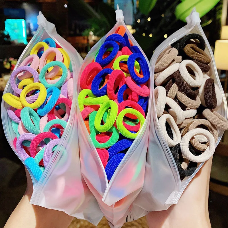 Top Trends: 50 / 100pcs / Set Girls Colorful Nylon Small Elastic Hair Bands Children Ponytail Holder Scrunchie Headband Kids Hair Accessories Shoppable Styles