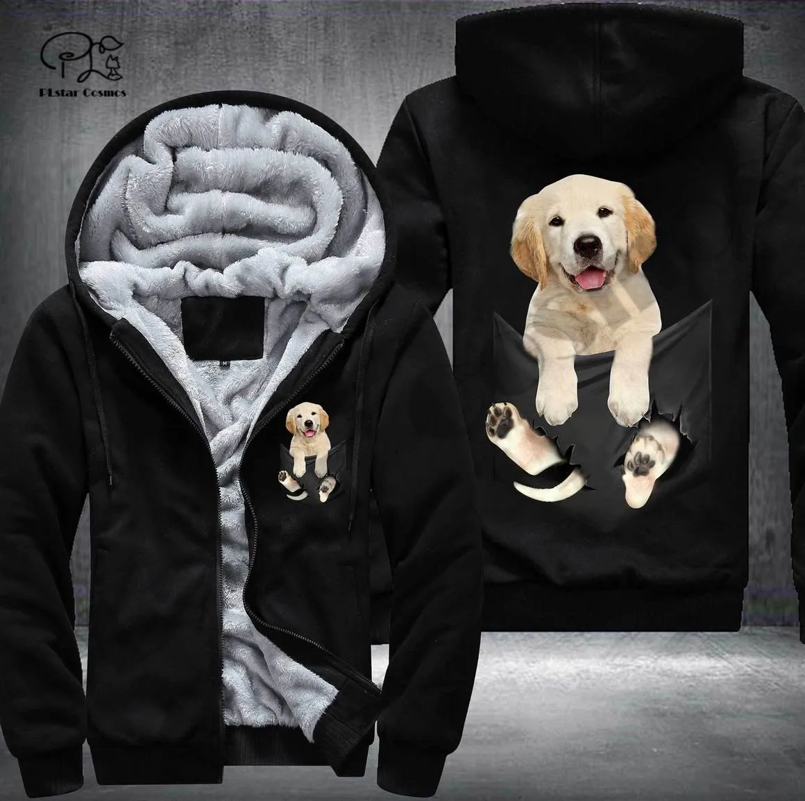 Top Trends: Pet InPocket Dog Lover 3Dprinted Fleece Zipper Hoodie Unique Funny Awsome Men / Women Unisex Winter Warm Double Plus Velvet Jacket Shoppable Styles