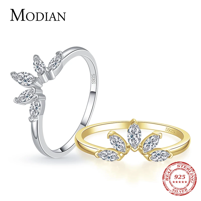 Top Trends: Modian New 100% 925 Sterling Silver Rhombus AAA Clear CZ Crown Fashion Gold Color Finger Ring For Women Fine Wedding Jewelry Shoppable Styles