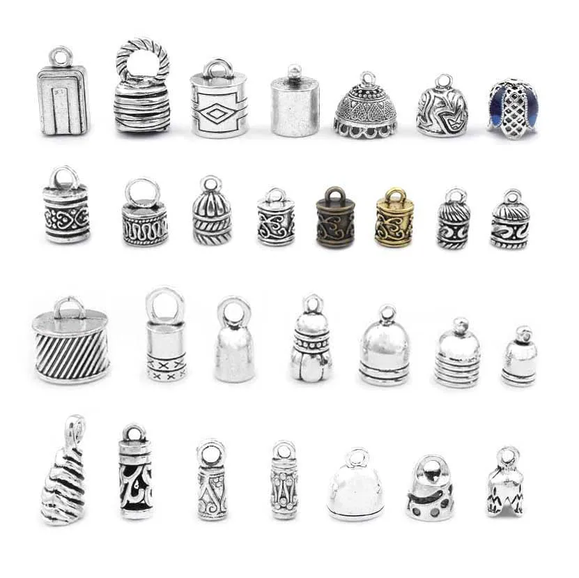 Top Trends: 10pcs Silver Color Metal End Bead Caps Jewelry Finding Charms Tassel Cap Crimp End Bracelet Jewelry Accessories Shoppable Styles