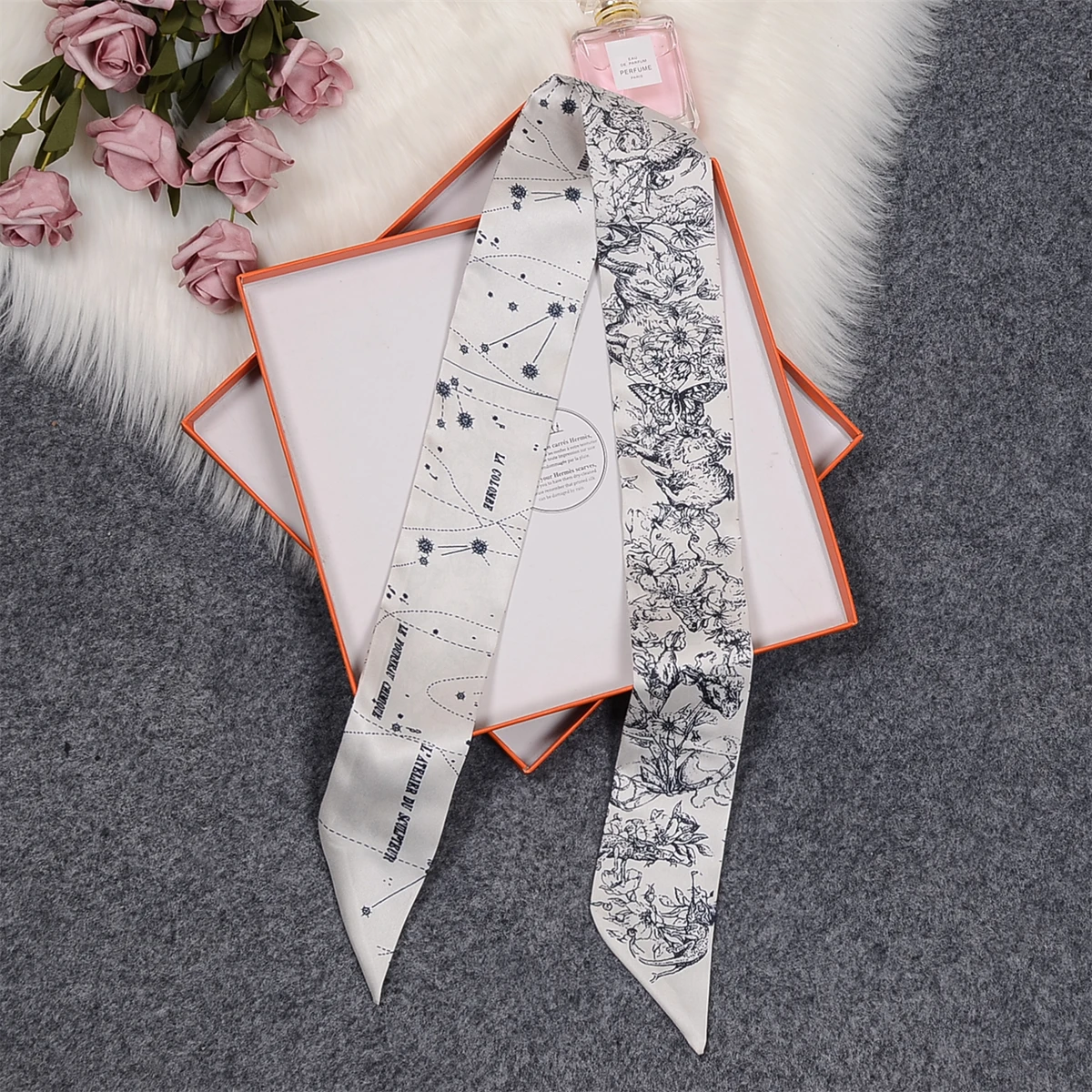 Top Trends: Tarot Constellation 100% Twill Silk Scarf Women Brand Scarf Skinny Bag Scarves Design Wrist Towel Foulard Neckerchief Headband Shoppable Styles