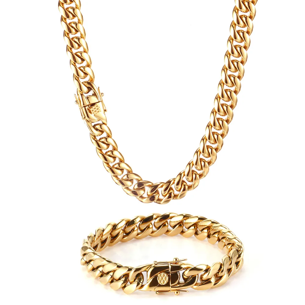 Top Trends: Hip-Hop Golden Curb Cuban Link Chain Stainless Steel Necklace For Men And Women Gold Silver Color Bracelet Fashion Jewelry Shoppable Styles