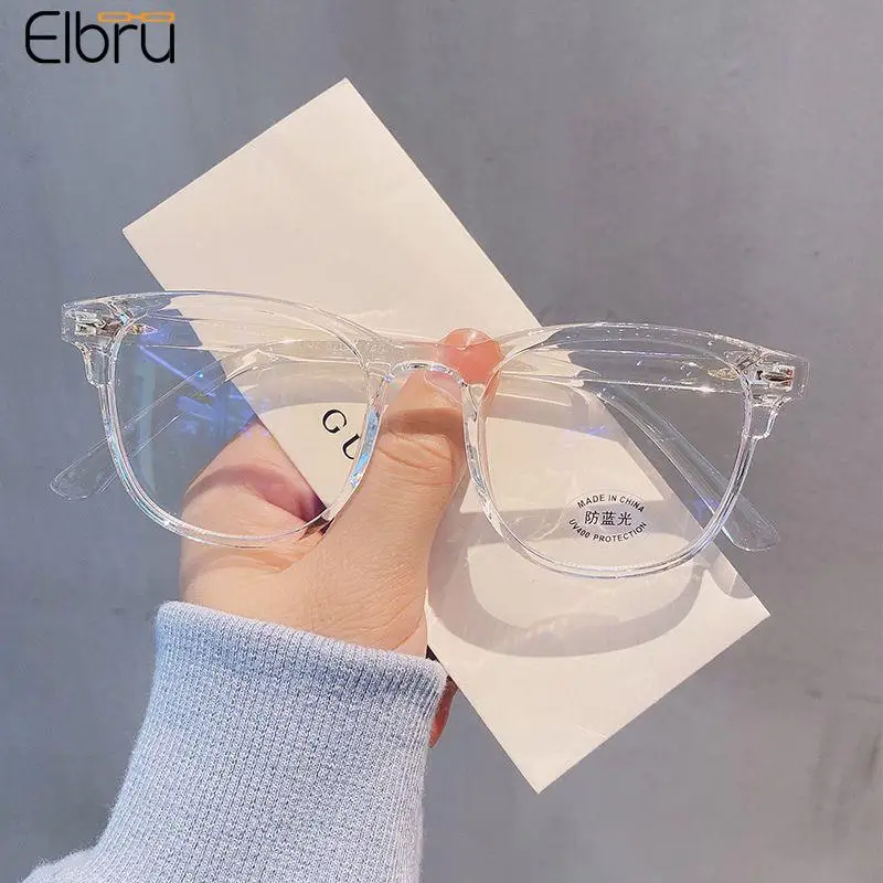 Top Trends: Elbru Anti Blue Light Computer Myopia Glasses Women Men Ultralight Clear Round Nearsighted Eyeglasses Diopters 0 To-600 Unisex Shoppable Styles