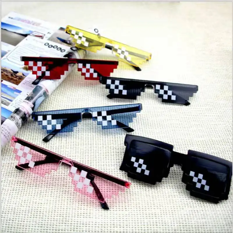 Top Trends: 1PC NEW Mosaic Sunglasses Trick Toy Thug Life Glasses Deal With It Glasses Pixel Black Mosaic Sunglasses Cool Jokes Funny Toys Shoppable Styles