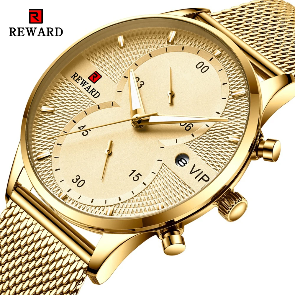 Top Trends: REWARD Business Mens Watches Top Brand Luxury Chronograph Waterproof Quartz Watch Men Stainless Steel Sport Date Wristwatch Shoppable Styles