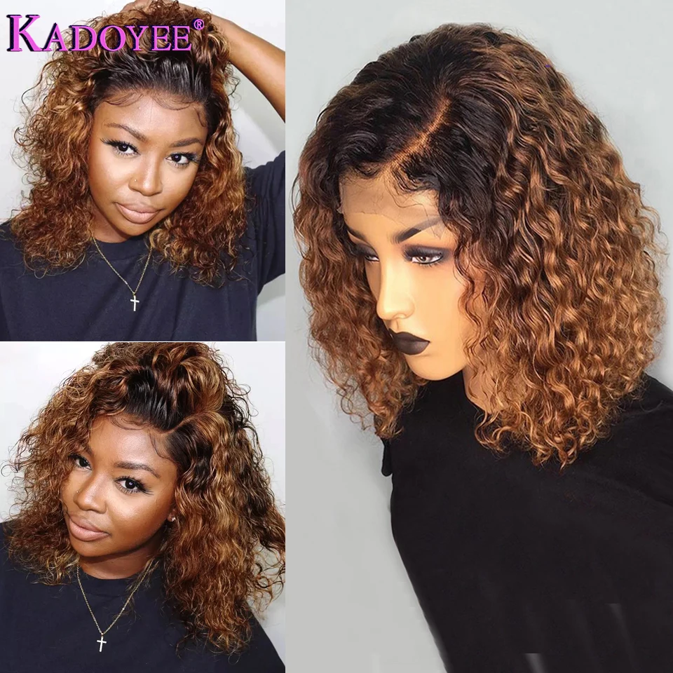 Top Trends: Brazilian Highlight Curly Bob Wig Deep Wave Frontal Wigs Curly Human Hair Wig 13x4 Ombre Colored Lace Front Wigs For Black Women Shoppable Styles