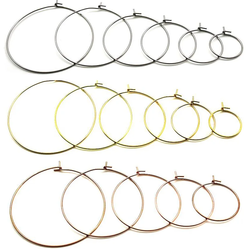 Top Trends: 20pcs / Lot 15-45mm Stainless Steel Gold Big Circle Earwire Hoops Loop Earrings For DIY Dangle Earring Jewelry Making Supplies Shoppable Styles