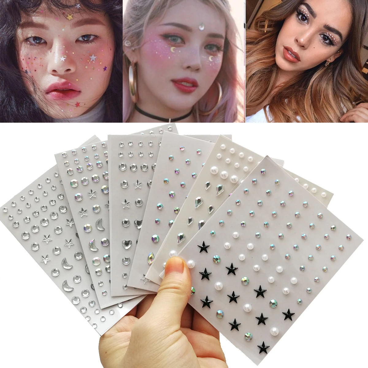 Top Trends: Makeup Diamond Eyes Face Festival DIY Body Crystal Gems Tattoo Adhesive Rhinestone Nail Art Decoration Acrylic Eyeshadow Sticker Shoppable Styles