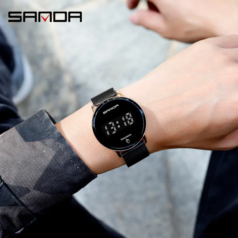 Top Trends: SANDA Top Brand Touch Screen Women Watches Led Digital Sport Ladies Wristwatch Luxury Mesh Steel Strap Fashion Female Clock Shoppable Styles - Image 6