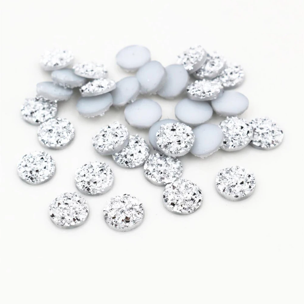 Top Trends: New Fashion 40pcs 8mm 10mm 12mm Silver Plated Color Flat Back Resin Cabochons Cameo Shoppable Styles - Image 4