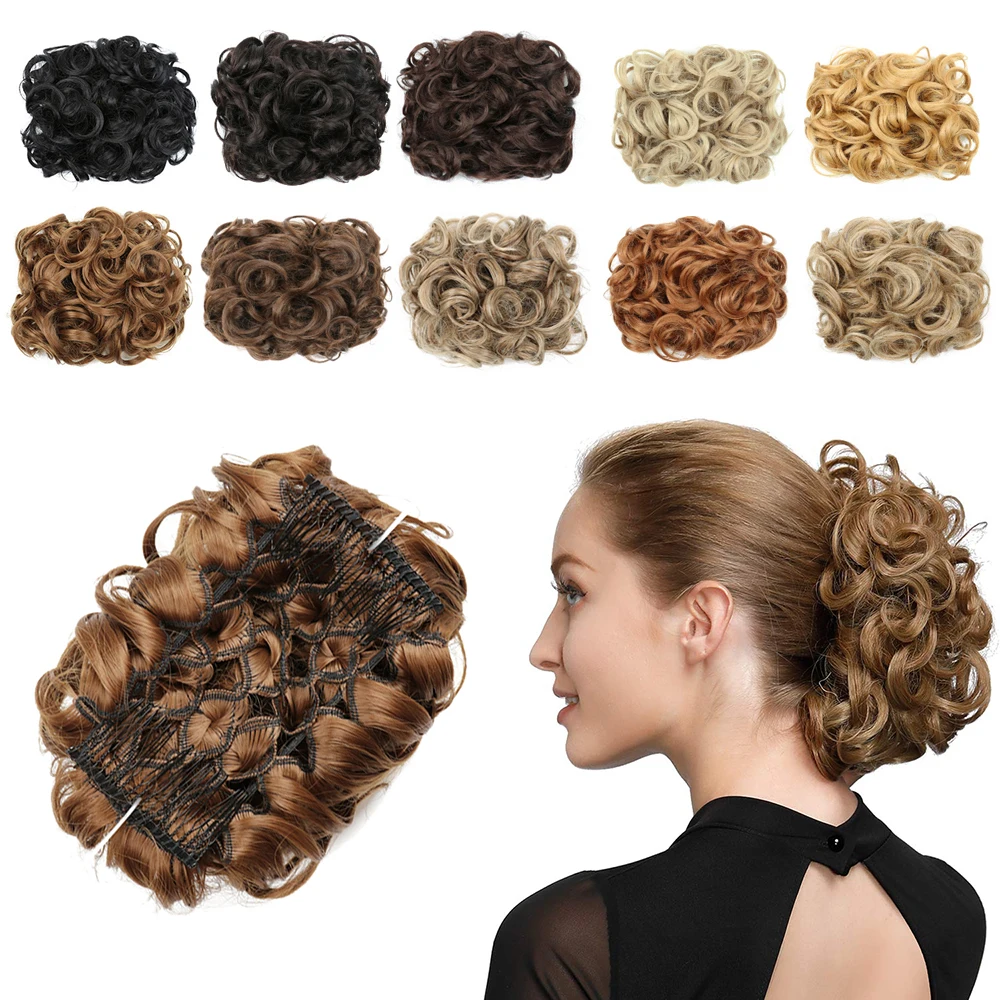 Top Trends: Large Comb Clip In Curly Hair Extension Synthetic Hair Pieces Chignon Cover Hairpiece Hair Bun For Women Daily Party Use Shoppable Styles