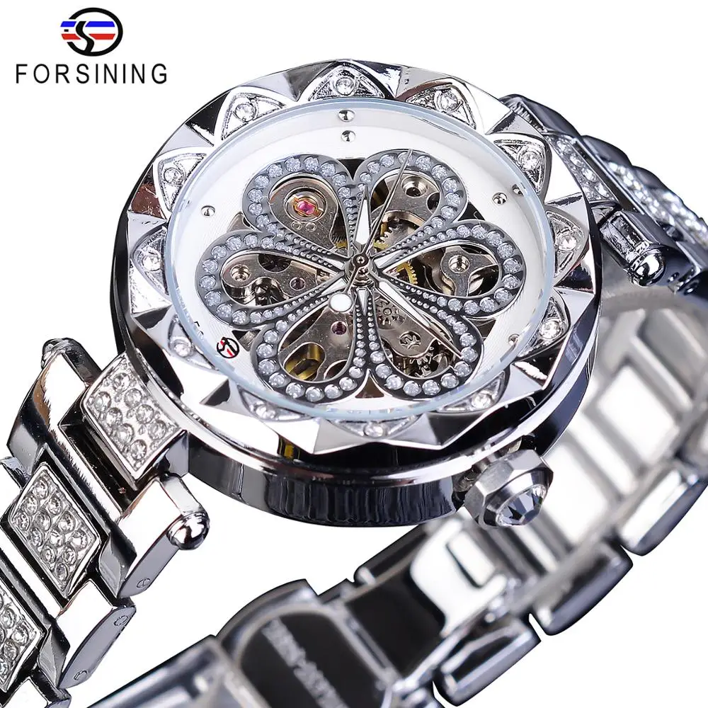 Top Trends: Forsining Fashion Female Watches Mechanical Automatic Womens Watches Top Brand Luxury Diamond Waterproof Stainless Steel Clock Shoppable Styles