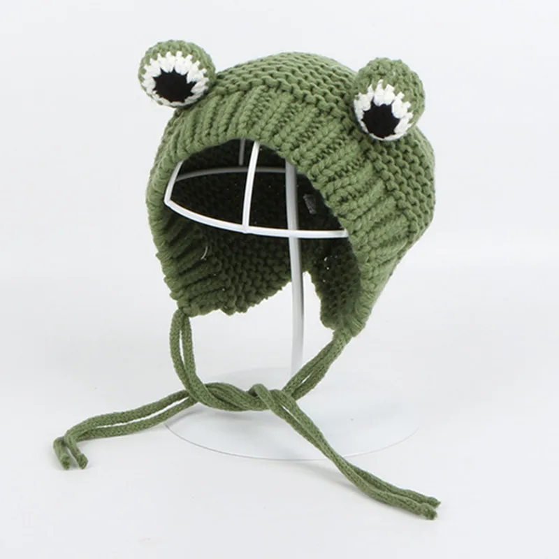 Top Trends: Solid Color Cartoon Frog Knitted Hat Winter Warm Hat Skullies Cap Beanie Hat For Kid Boy And Girl 75 Shoppable Styles