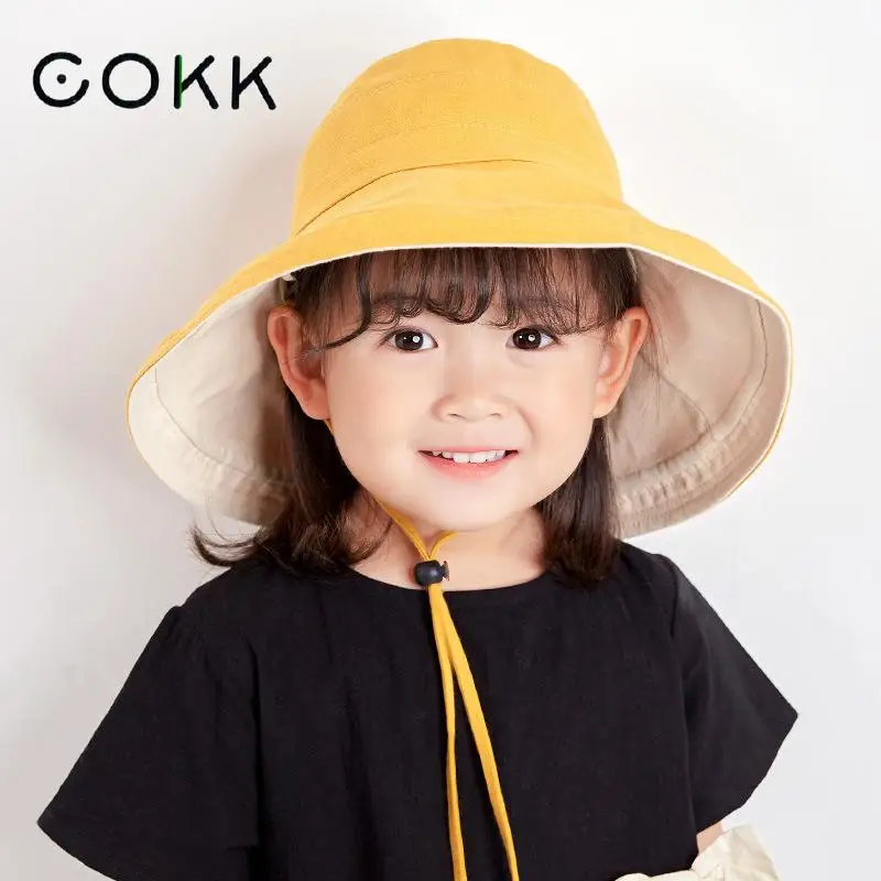 Top Trends: COKK Kids Bucket Hat Korean Adult Summer Foldable Double Sided Wide Brim Beach UV Protection Sunscreen Fisherman Hats Women Girl Shoppable Styles