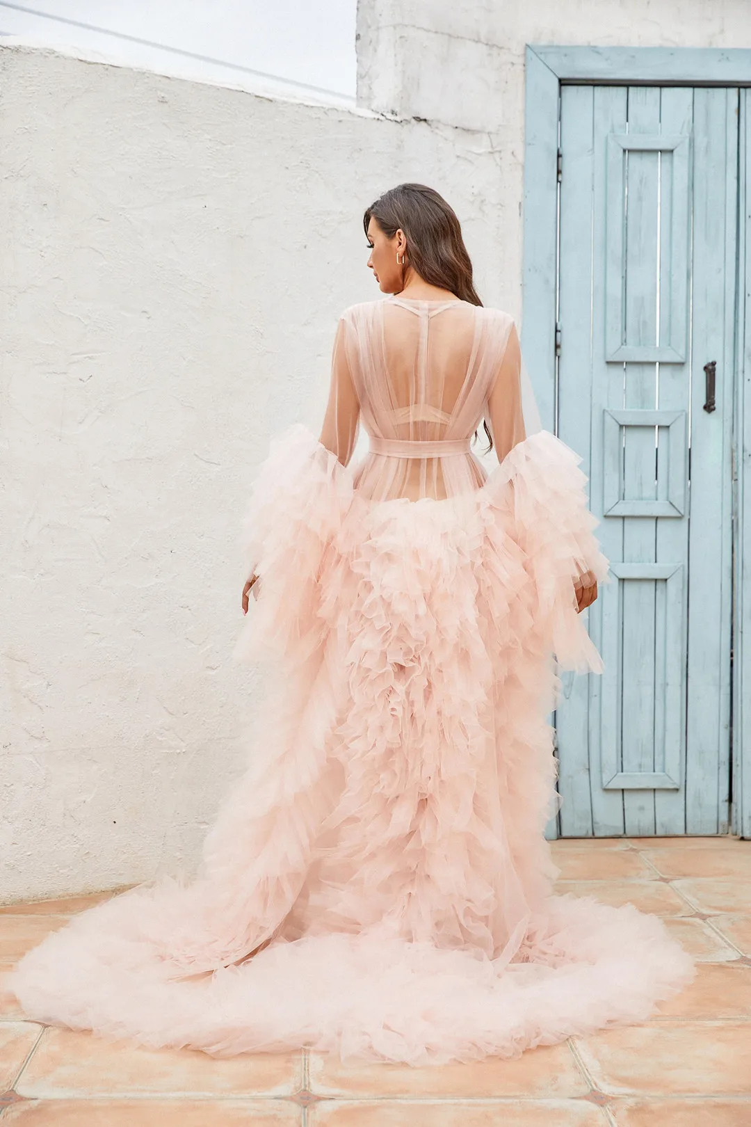 Top Trends: Pink Maternity Robes Sexy Tulle Bathrobe Dresses Photo Shoot Birthday Bridal Fluffy Party Sleepwear Custom Made Gown Real Images Shoppable Styles - Image 6