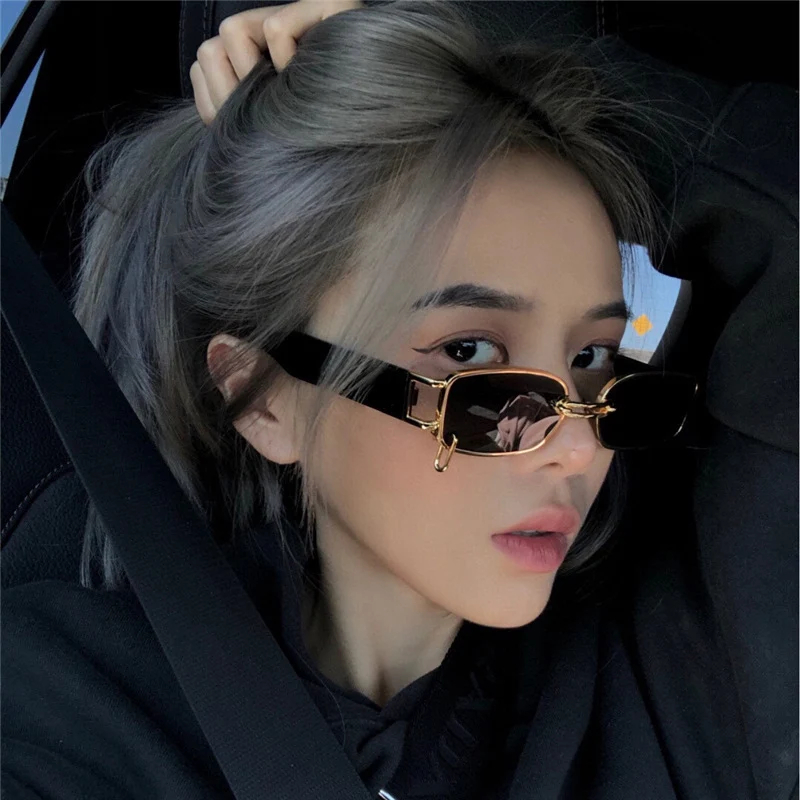 Top Trends: SO&amp;EI Ins Popular Fashion Small Rectangle Women Luxury Sunglasses Brand Designer Vintage Punk Men Sun Glasses Shades UV400 Shoppable Styles