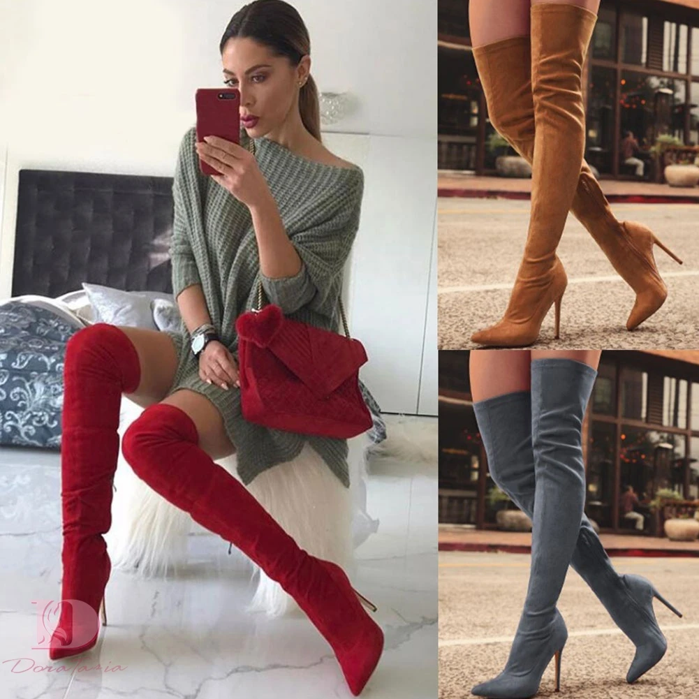 Top Trends: Brand New Women&#039;s Shoes Woman Plus Large Big Size 32-48 Over The Knee Boots Thin High Heel Sexy Party Boots Botas De Mujer 2020 Shoppable Styles