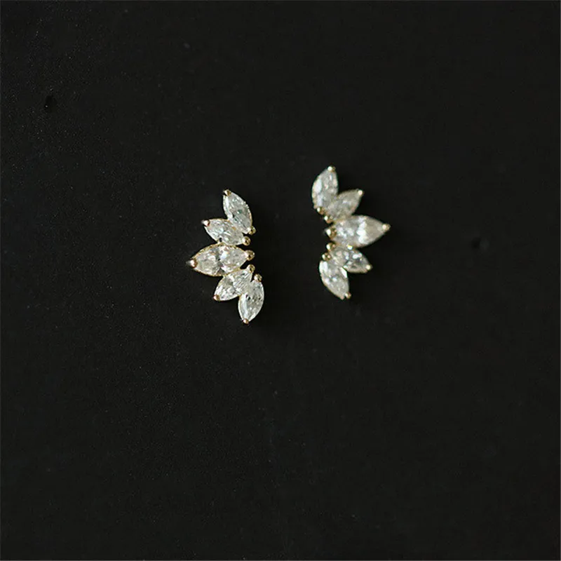 Top Trends: 925 Sterling Silver Simple Pavé Zircon Wings Lotus Stud Earrings Women Light Luxury Temperament Wedding Jewelry Gift Shoppable Styles