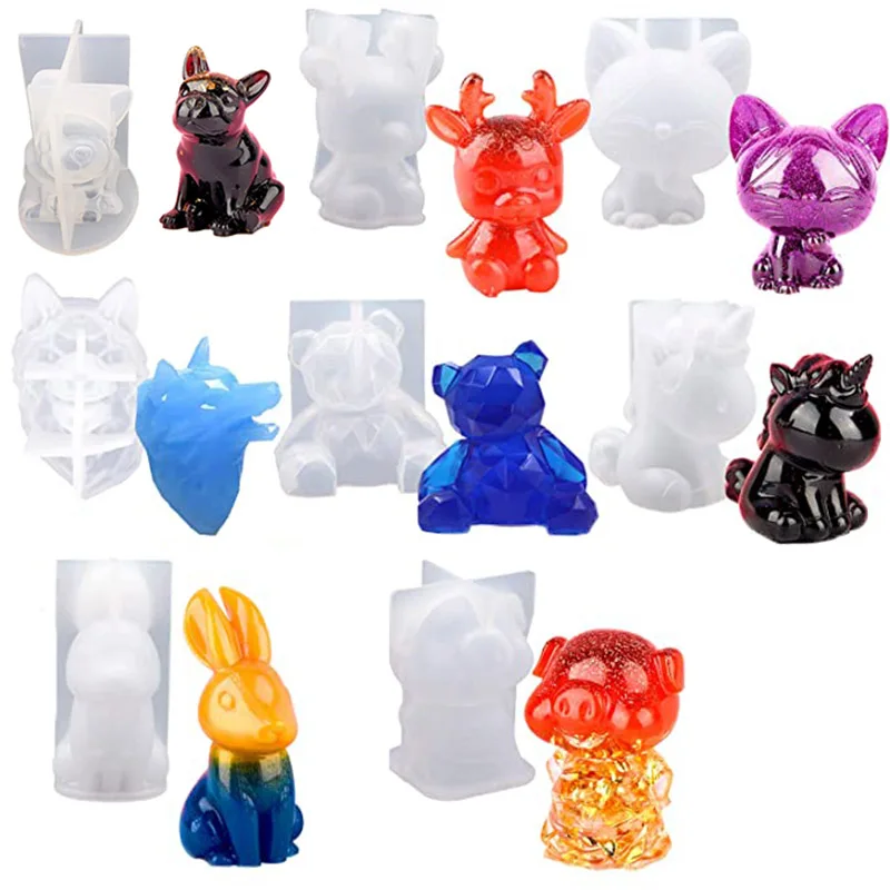 Top Trends: 1pc 3D Animal Resin Molds Wolf Rabbit Dog Bear Epoxy Silicone Moulds DIY Crafts Casting Mold For Home Accessories Shoppable Styles