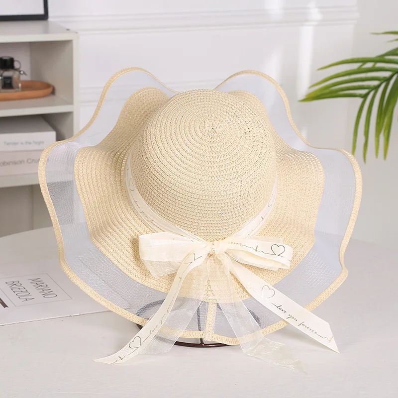 Top Trends: Foldable Big Brim Floppy Girls Straw Hat Sun Hat With Bow Elegant Protection Shade Fashion Women Beach Hat 2021 Shoppable Styles