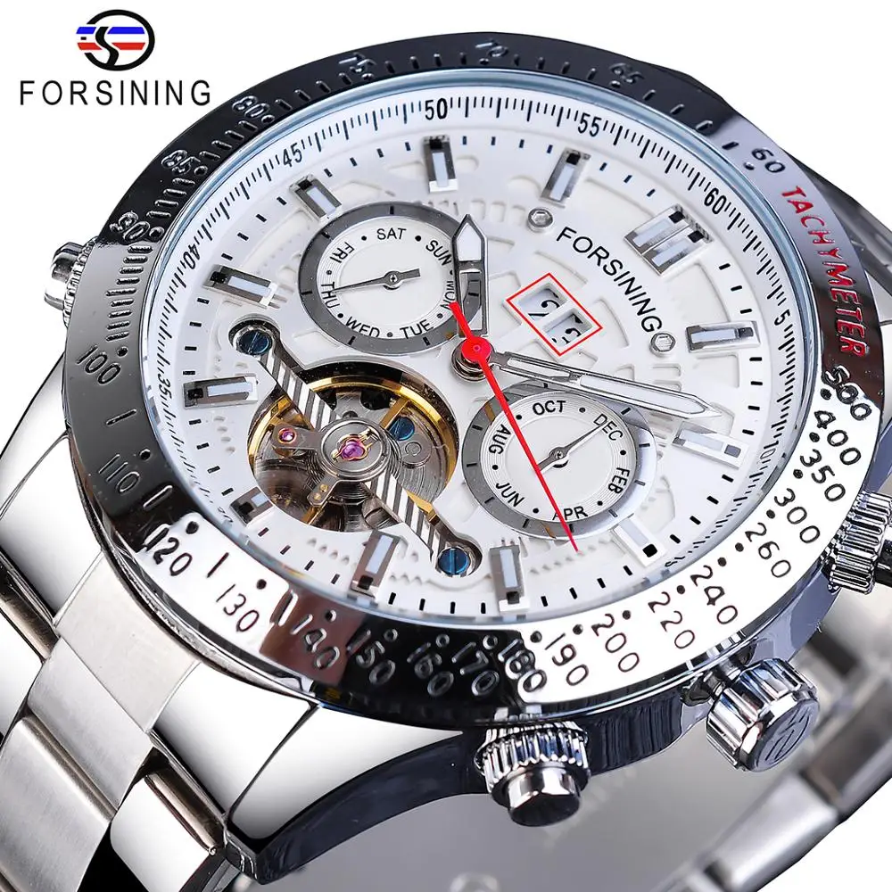 Top Trends: Forsining Fashion Mens Watches Mechanical Automatic Top Brand Luxury Business Date Week Waterproof Stainless Steel Man Watches Shoppable Styles