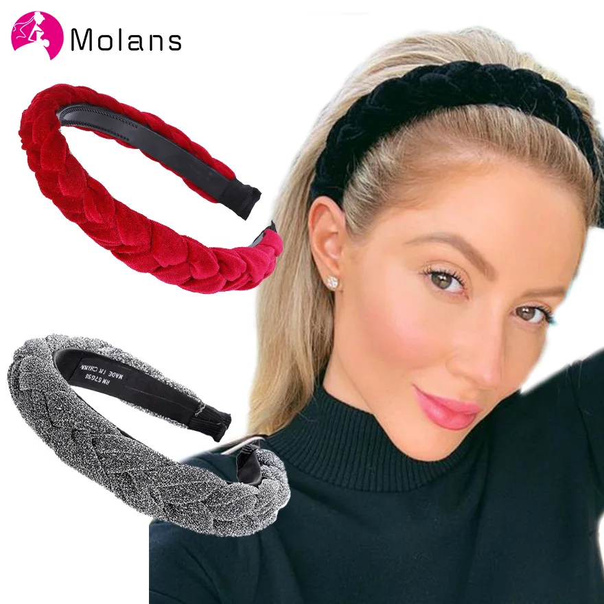 Top Trends: MOLANS Hair Accessories Wide Shiny Weaving Hairbands Braided Headband Hair Hoop Fashion Hair Bands Bezel Headdress Shoppable Styles