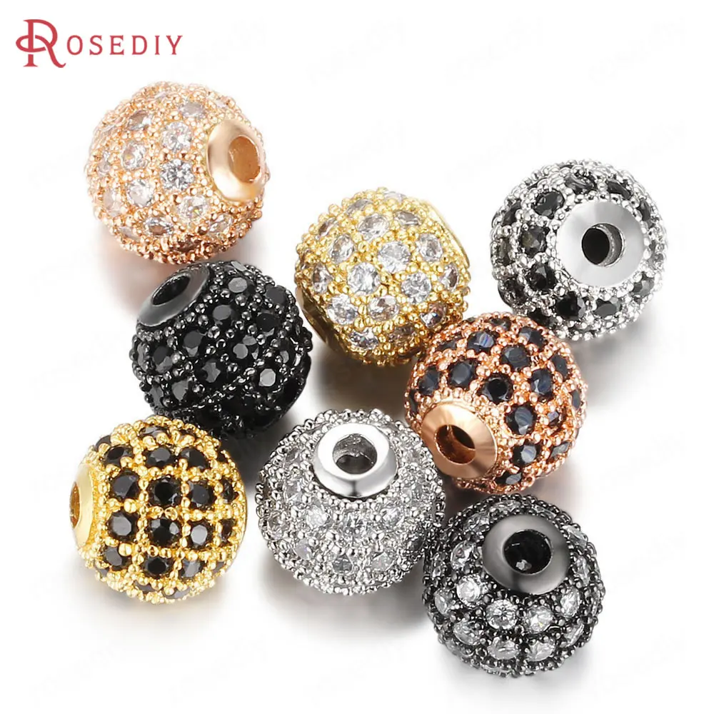 Top Trends: 6PCS 5MM 6MM 8MM 10MM Brass And Zircon Ball Spacer Beads Bracelets Beads Jewelry Making Supplies Diy Findings Accessories Shoppable Styles