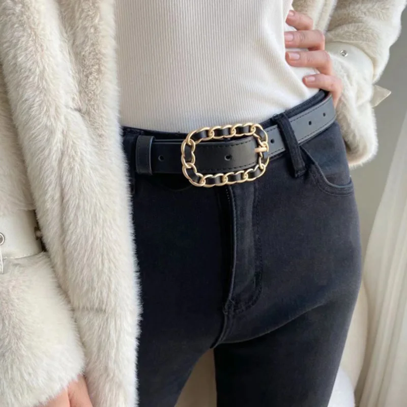 Top Trends: New Fashion PU Leather Belt For Women Personality Metal Buckle Waist Strap Designer Ladies Jeans Dress Decoration Waistband Shoppable Styles