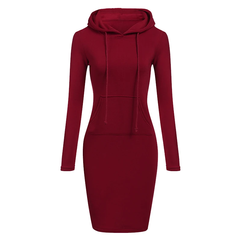 Top Trends: Women's Fashion Sweatshirt Dresses For Women Pocket Hooded Casual Dress Solid Color Long Sleeve Mini Dress Shoppable Styles - Image 3