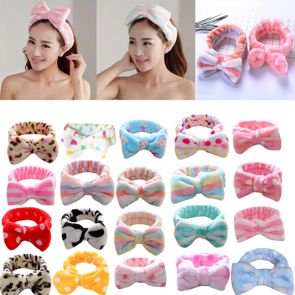 Top Trends: Korean Fashion Dot Printed Plush Bow Headbands Wash Face Soft Hairband Makeup Headwrap Turban Elastic Headband Hair Accessories Shoppable Styles