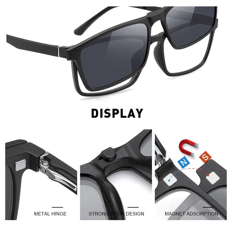 Top Trends: MERRYS DESIGN 5 In 1 Magnet Polarized Clip Glasses Frame Men Women TR90 Glasses Frame Square Eyeglasses S2149 Shoppable Styles - Image 2