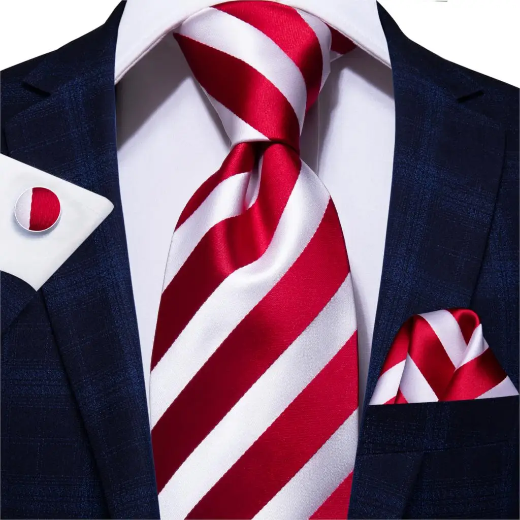 Top Trends: Hi-Tie Red Fashion Business Striped 100% Silk Men&#039;s Tie NeckTie 8.5cm Ties For Men Formal Luxury Wedding Quality Gravata Shoppable Styles