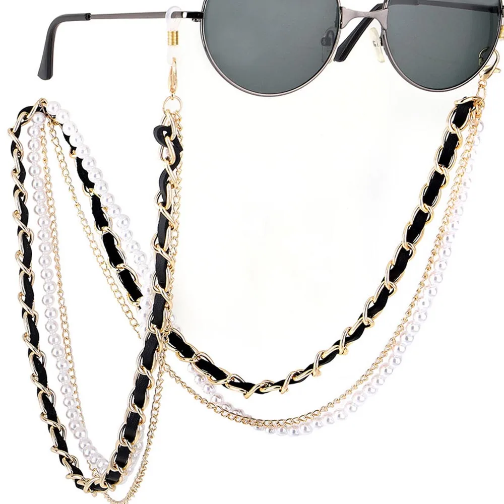 Top Trends: 1Pcs New Arrival Fashion Pearl Leather Glasses Chain Trending Luxury Golden Silver Glasses Holder Lanyard Straps Neck Chain Shoppable Styles