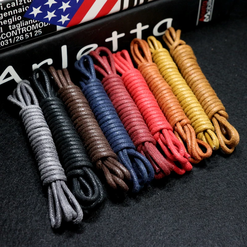 Top Trends: 1Pair Cotton Waxed Shoelaces Round Oxford Shoe Laces Boots Laces Waterproof Leather Shoelace Length 60 / 80 / 100 / 120 / 140 / 180cm Shoppable Styles