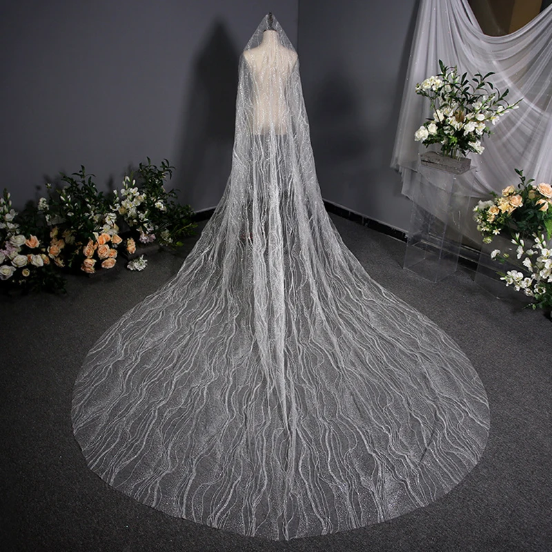 Top Trends: Real Photos 3.5M Glitter New Wedding Veils Long Wedding Accessories One Layer Sparkly Mariage Bridal Headwear Velos De Novia Shoppable Styles