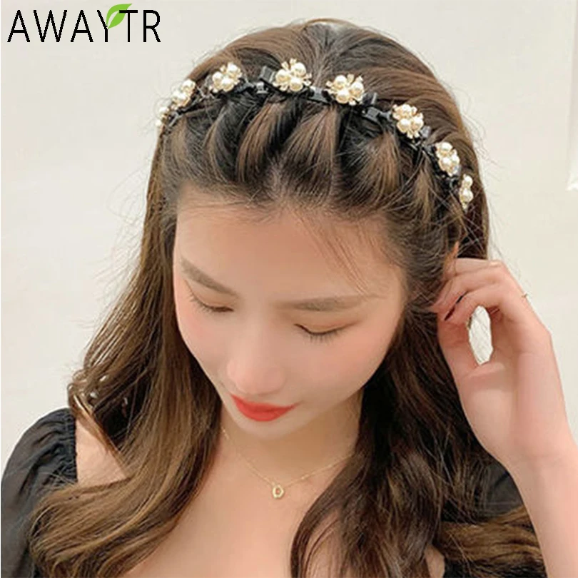 Top Trends: Unisex Alice Pearls Elegant Hairbands Men Women Sports Headband Double Bangs Hairstyle Make Up Hairpins Fashion Hair Accessories Shoppable Styles