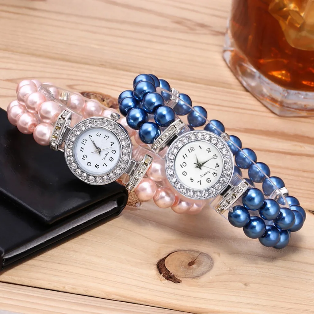 Top Trends: 2022 Women Small Watch Simulated Pearl Rhinestone Luxury Elegant Wrist Band Bracelet Jewelry Gifts Lady Elastic Universal Charms Shoppable Styles