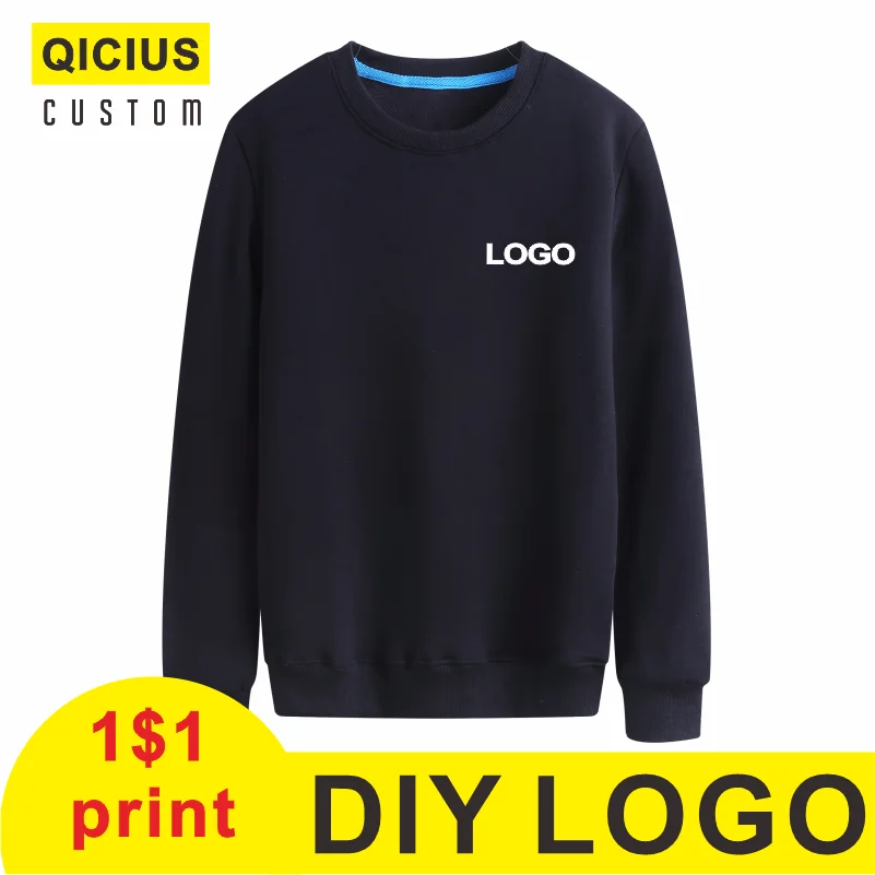 Top Trends: Men's Round Neck 100% Cotton Plus Velvet Long-Sleeved Sweater Custom Printed Embroidery Logo Casual Solid Color Warm Sweater 3xl Shoppable Styles