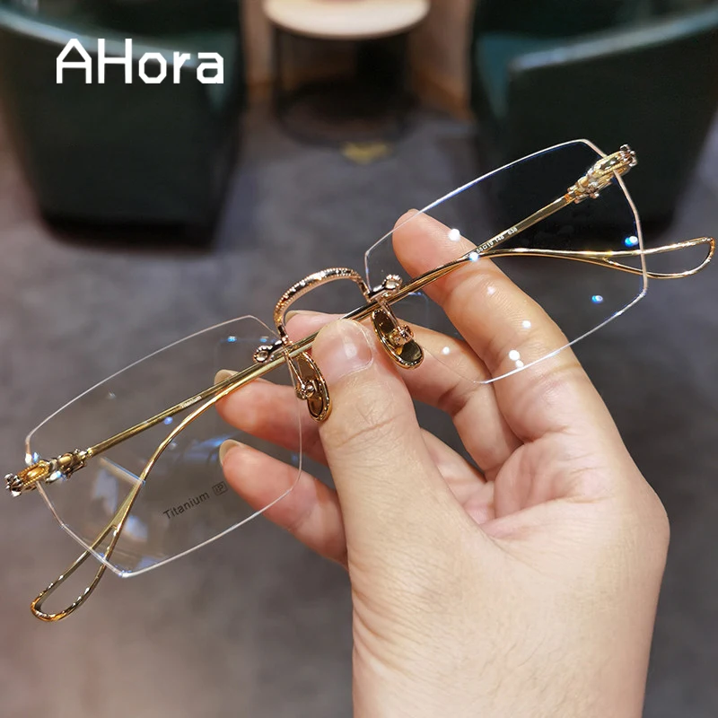 Top Trends: Ahora 2020 Fashion Rimless Reading Glasses Frame Women Men Ultralight Business Presbyopia Eyeglasses Anti Blue Light Blocking Shoppable Styles