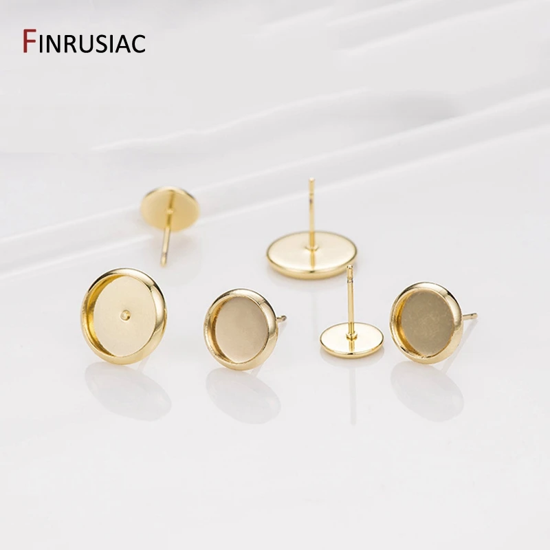 Top Trends: 14k Gold Plated Earring Cabochon Base Blank Post Earring Settings DIY Jewelry Making Findings Inner Diameter 6mm 8mm 10mm 12mm Shoppable Styles