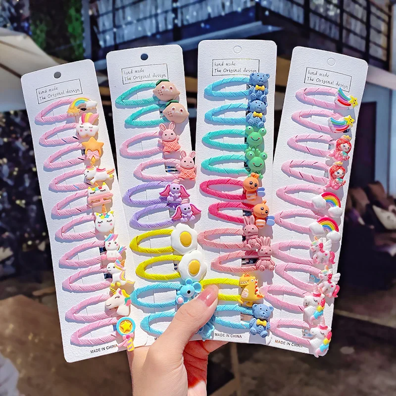 Top Trends: 10pcs / set Girls Cute Cartoon Unicorn Rainbow Flower Hair Clips Kids Sweet Hair Decorate Bangs Hairpin Barrettes Hair Accessories Shoppable Styles - Image 4