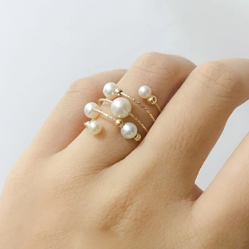 Top Trends: Natural Pearl Rings 14K Gold Filled Baroque Knuckle Ring Mujer Boho Bague Femme Handmade Minimalism Jewelry Rings For Women Shoppable Styles