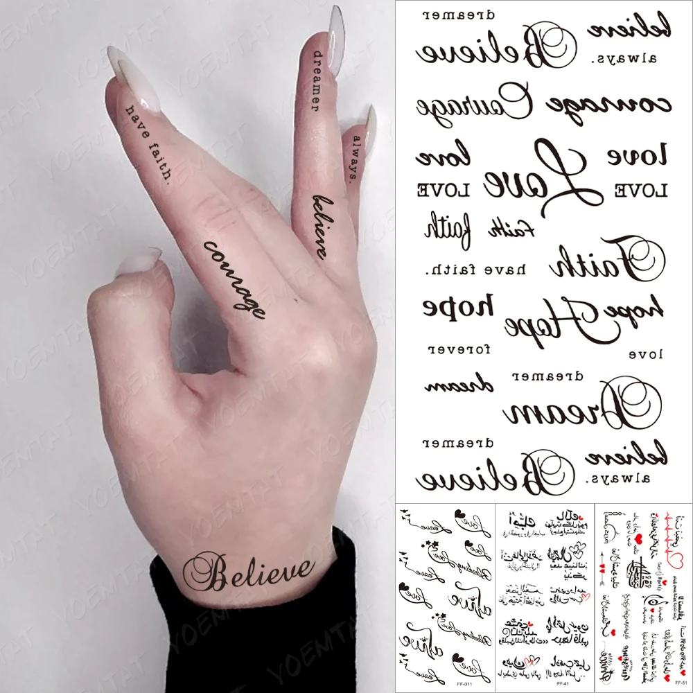 Top Trends: Faith Dream Believe Hope Aterproof Temporary Tattoo Sticker Black Text Word Letter Body Art Arm Couple Fake Tatoo For Women Men Shoppable Styles