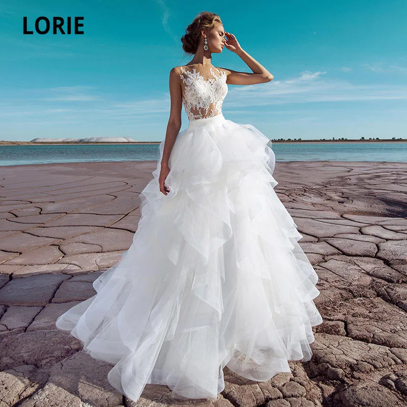 Top Trends: LORIE Vintage Wedding Dress With Detachable Skirt O-Neck Appliques Lace Tulle Two Pieces Bride Gowns 2021 Suknia ślubna Shoppable Styles