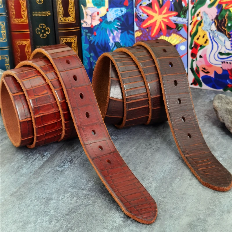 Top Trends: Luxury Leather Belt Hand Carving Crocodile Men's Belt Without Buckle Mens Leather Belts Without Buckles Waist Belt Men SP19 Shoppable Styles