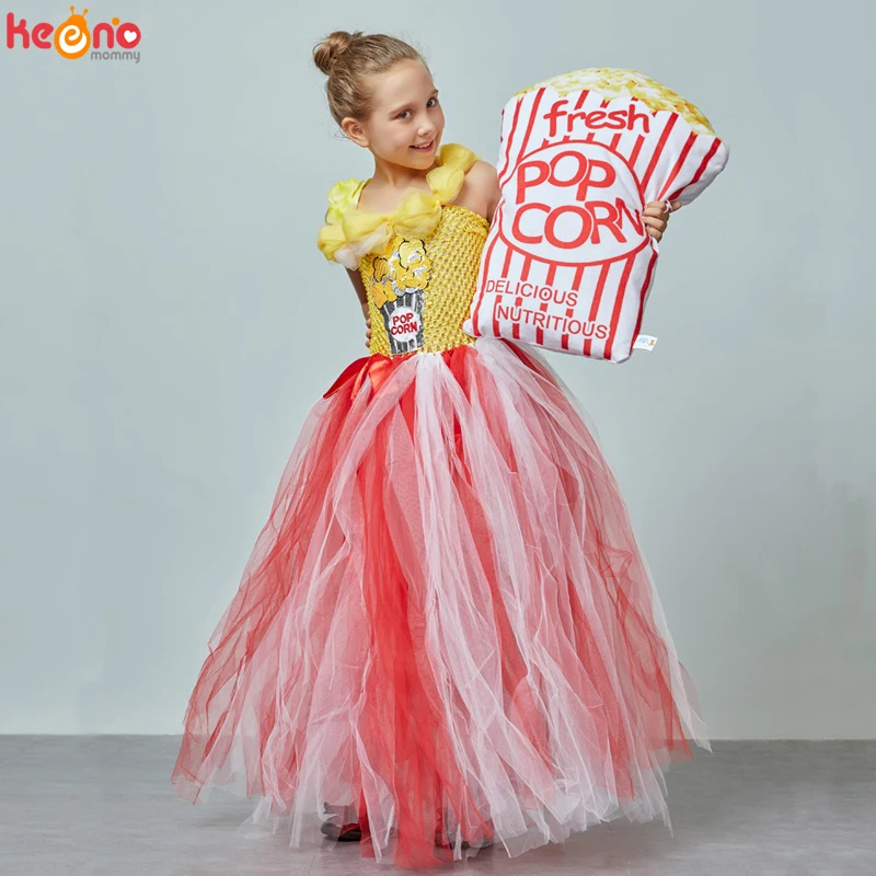 Top Trends: Circus Popcorn Girl Tutu Dress Carnival Birthday Party Wedding Flower Sequin Ball Gown Costume Kids Pop Corn Food Tulle Dress Shoppable Styles