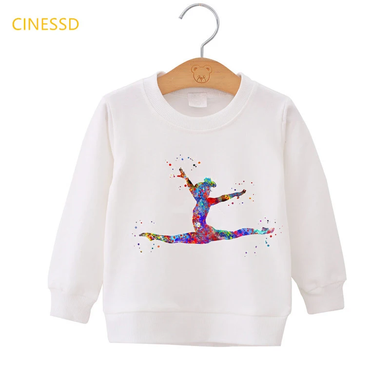 Top Trends: Cute White Hoodies For Children Girls Gymnastics Art Print Kids Thick Sport Clothes Winter GYM Lover Birthday Gift Sweatshirts Shoppable Styles