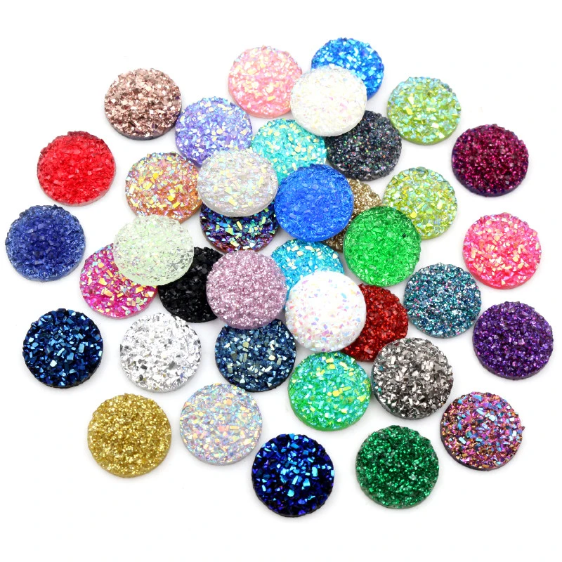 Top Trends: Fashion 40pcs 8mm 10mm 12mm Mix Colors Druzy Natural Stone Convex Flat Back Resin Cabochons Jewelry Accessories Supplies Shoppable Styles